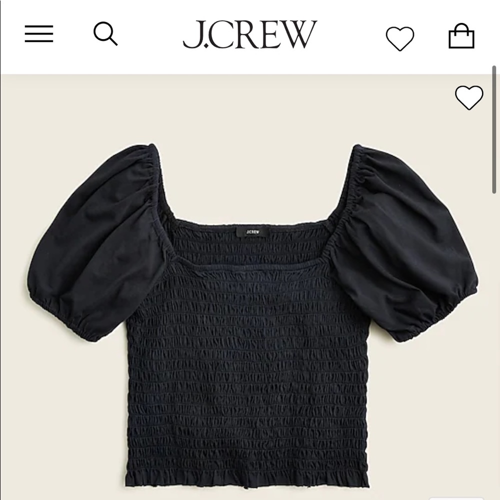 J Crew Smocked broken-in jersey cropped top
